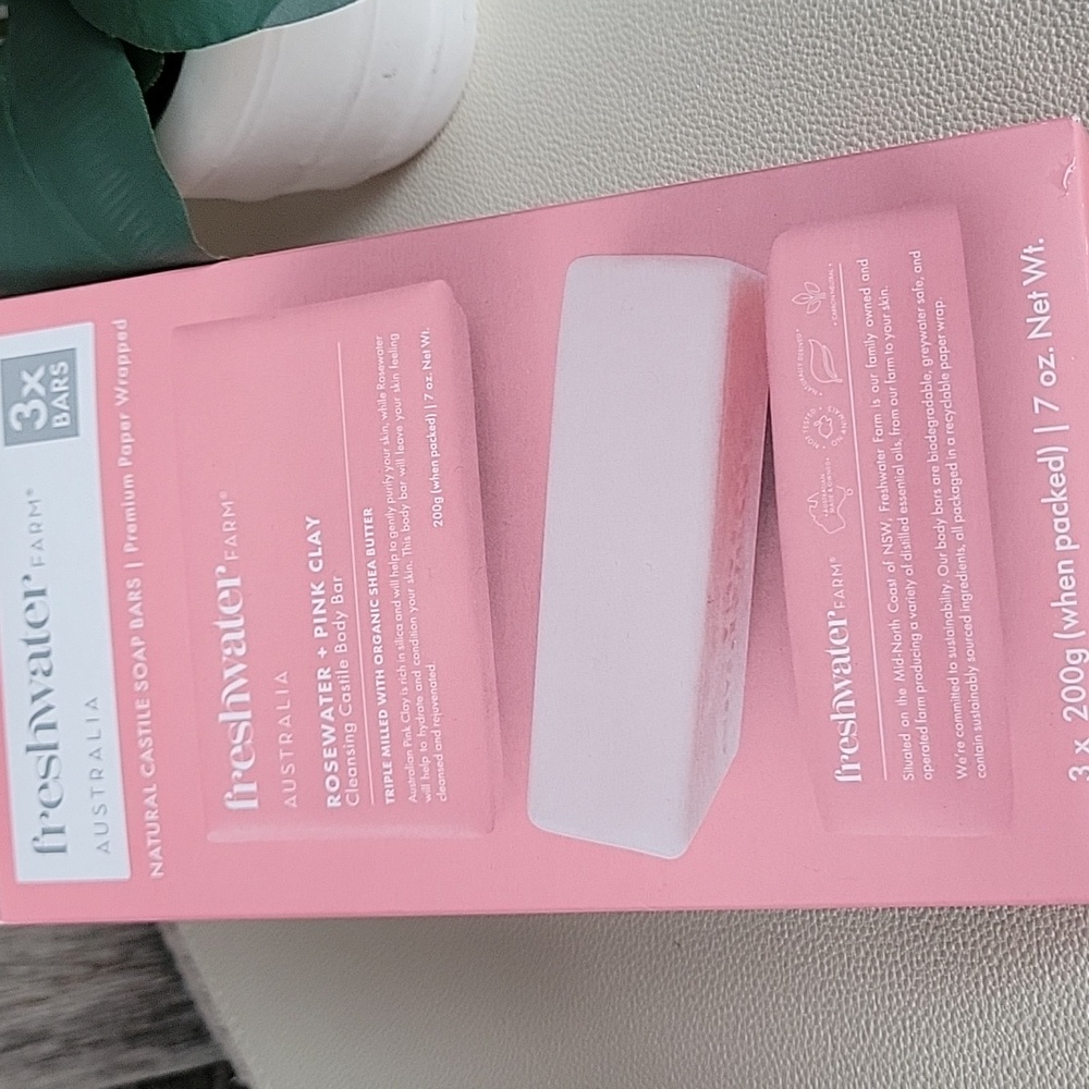 Freshwater Farm Rosewater & Pink Clay Soap Bars 3 Pk - Picture 9 of 9